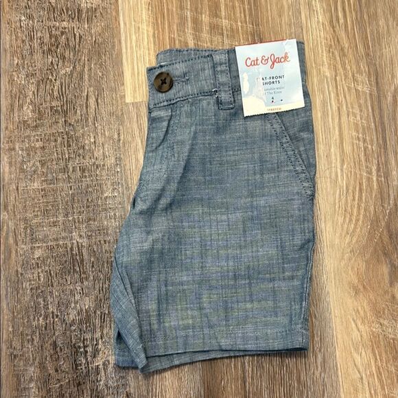 Cat & Jack Chambray Blue Gray Flat Front Shorts - Picture 3 of 3
